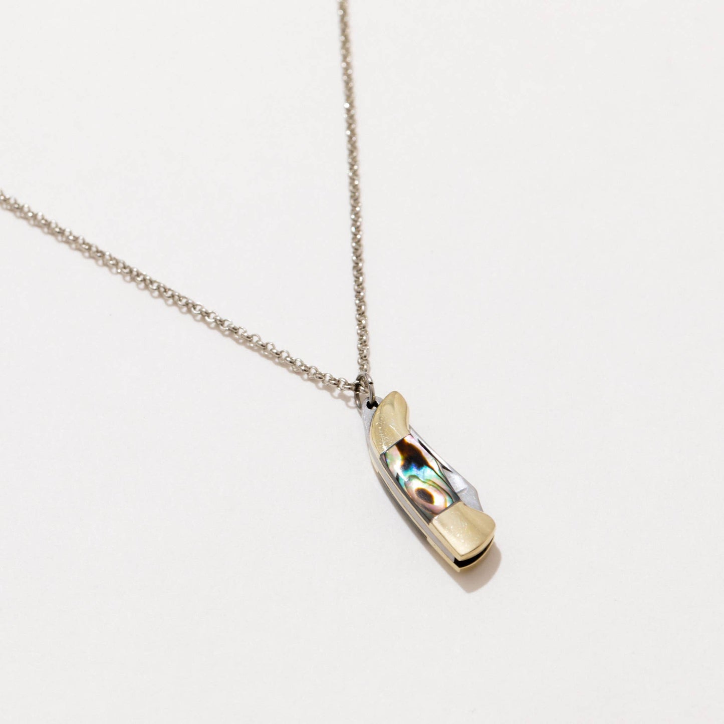 Judith Gold or Silver Abalone Safety Necklace: Gold Plated