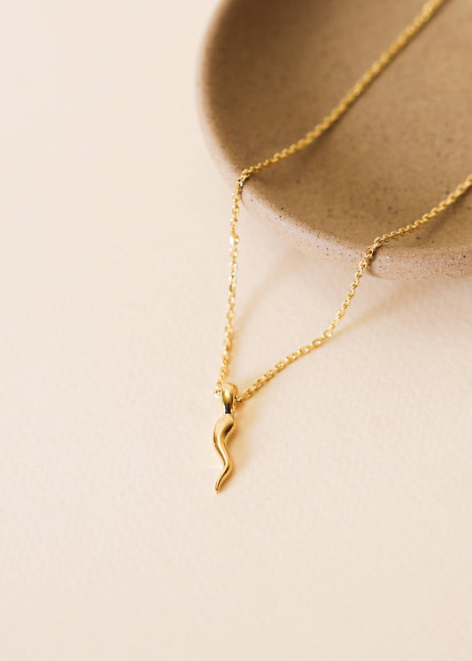 Horn Pendant Necklace - 18k Gold Plated