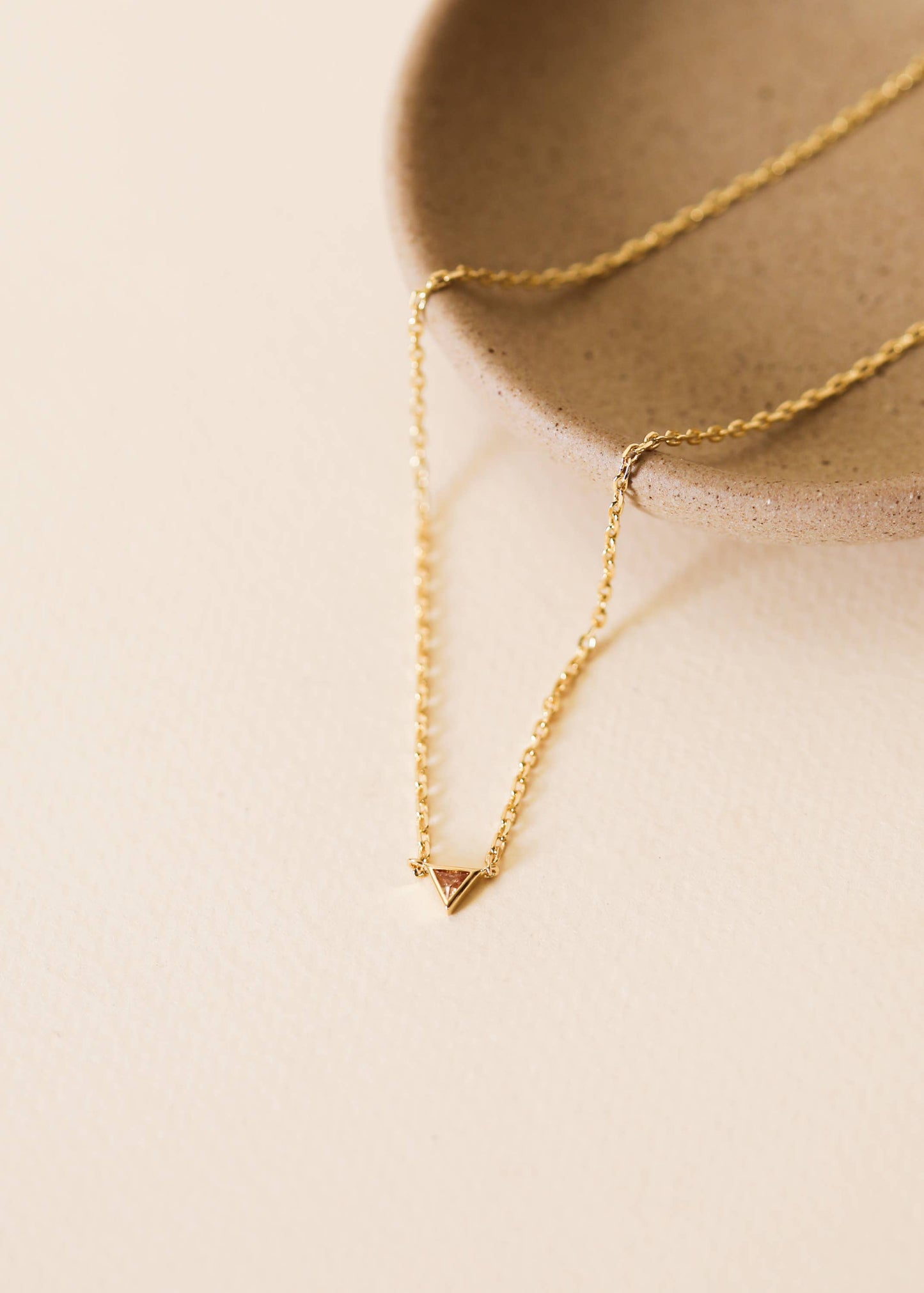 Triangle Champagne Pendant Necklace - 18k Gold Plated