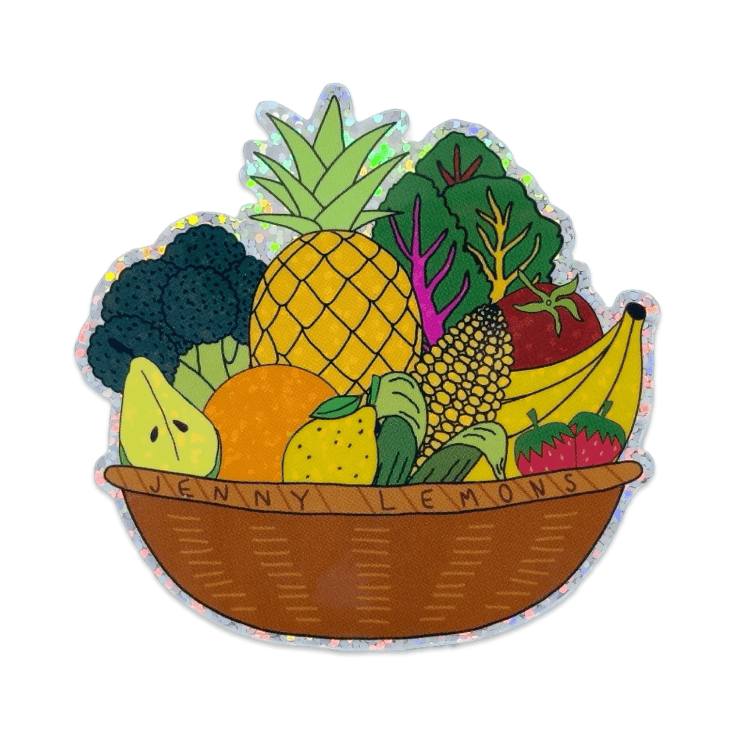 Glitter Fruit and Veggie Basket Sticker