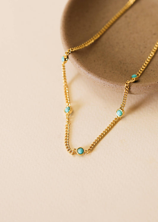 Turquoise Gemstone Necklace - 18k Gold Plated