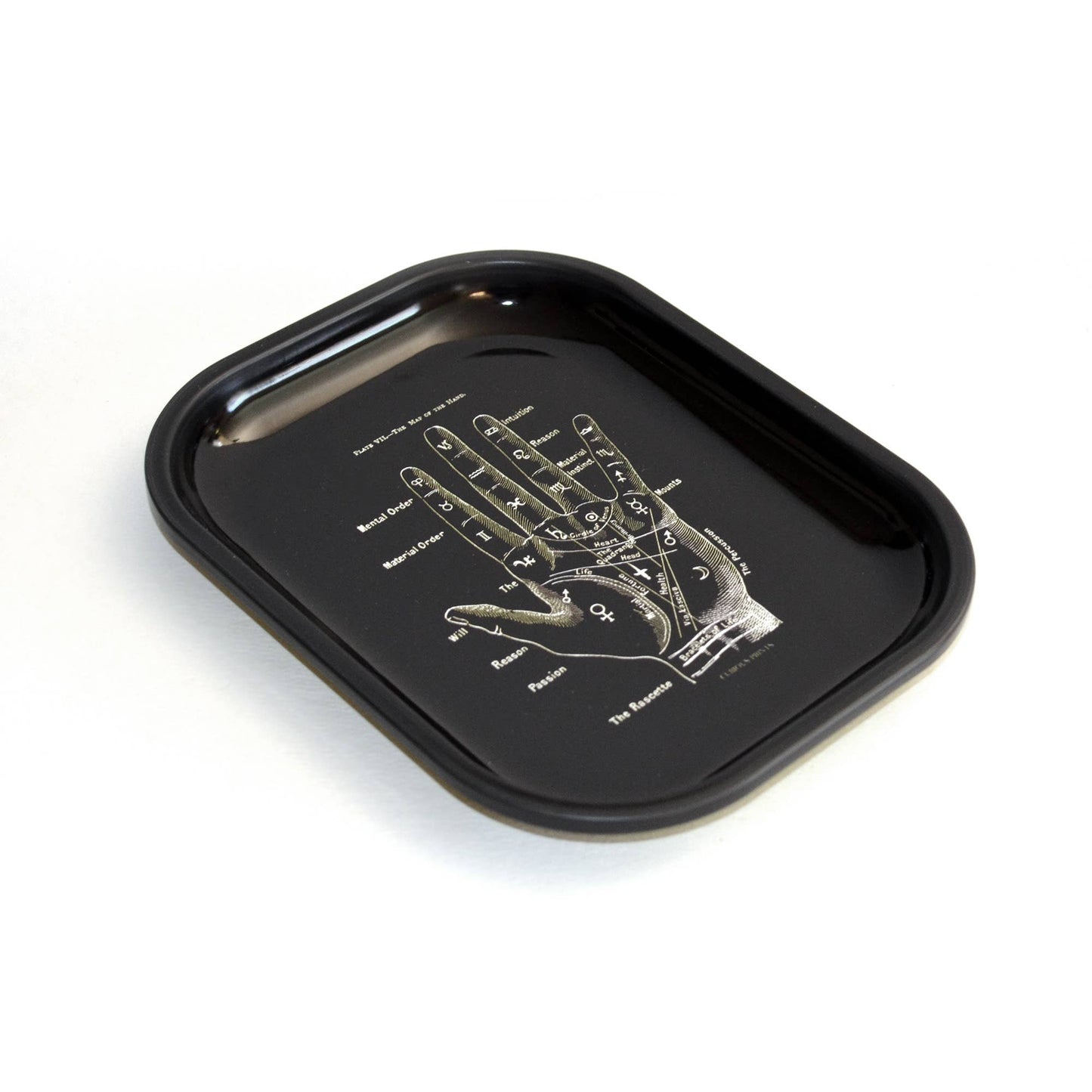 Small Metal Palmistry Ritual Tray / Palm Reader Print