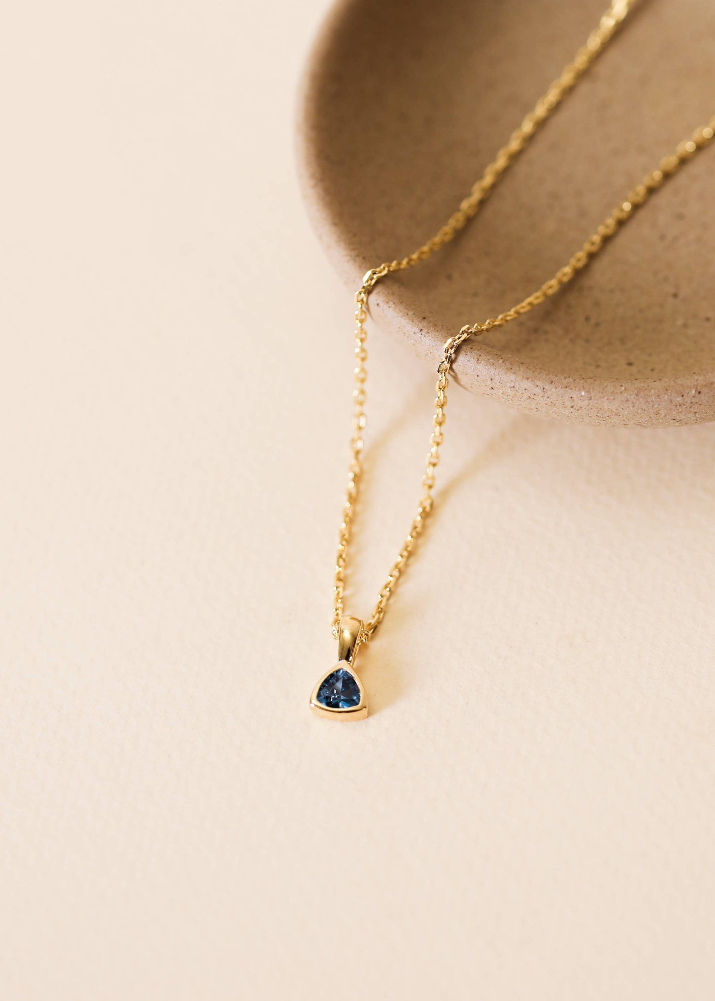 Rounded Corner Triangle Pendant Necklace - Blue