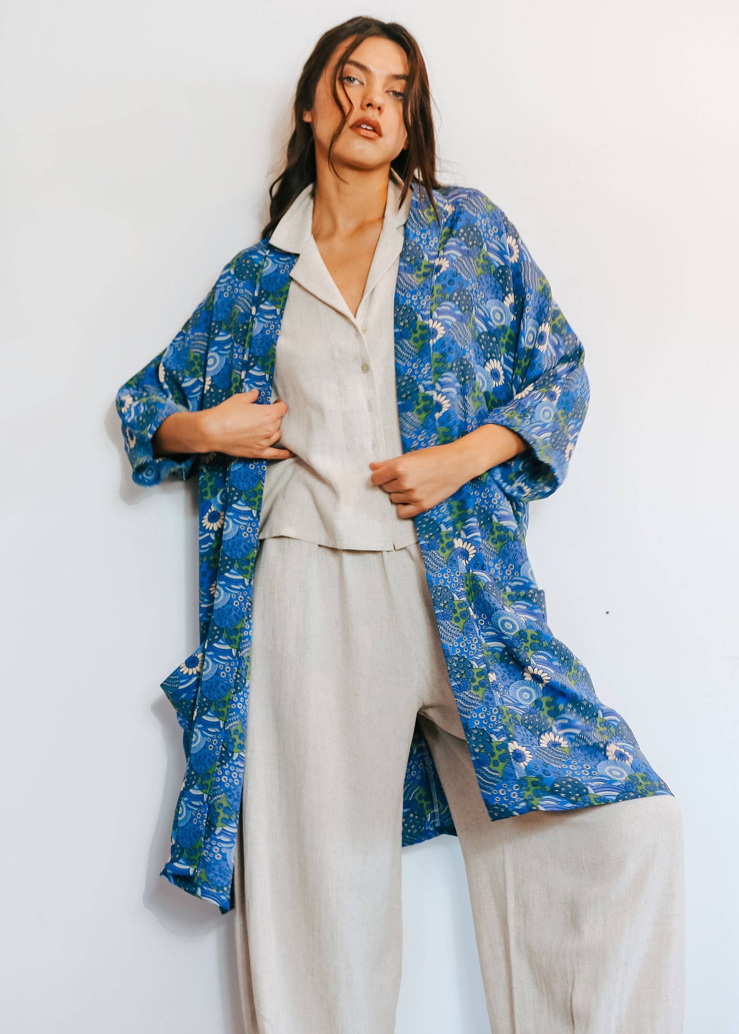 Upcycled Ethically Made Kimono Sleeve Jacket in Floral