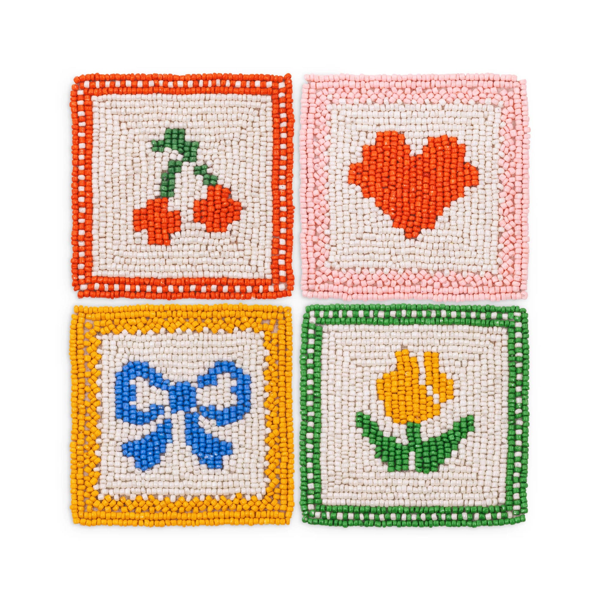 Beaded Coaster Set, Quilt - Tsuru