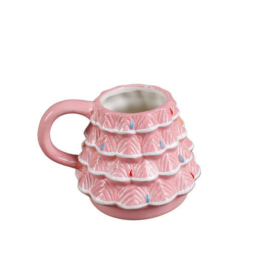 18oz Pink Xmas Tree Ceramic Mug - Tsuru