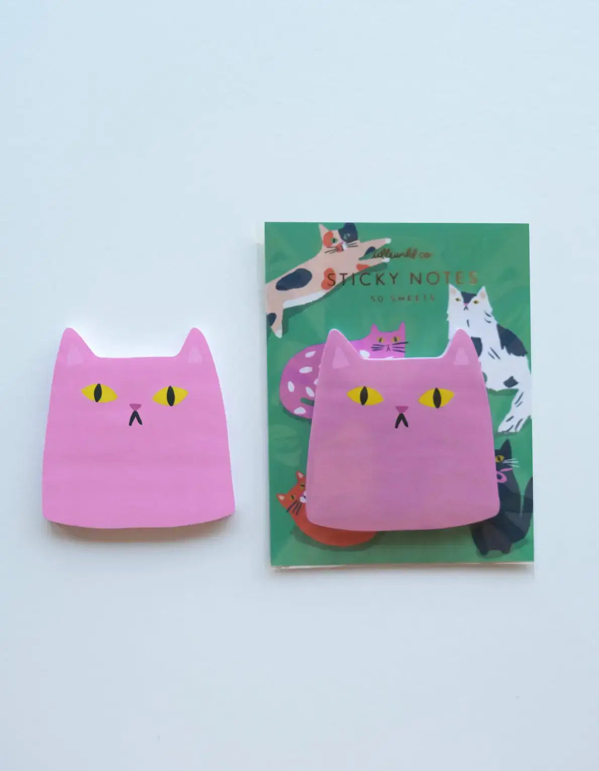 Pink Cat Die-Cut Sticky Note Pad