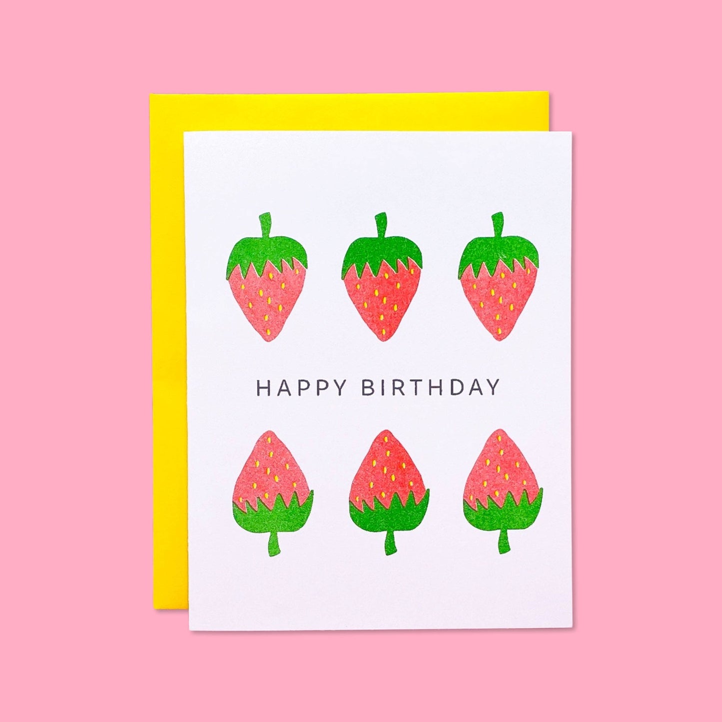 Strawberry Birthday Risograph Card