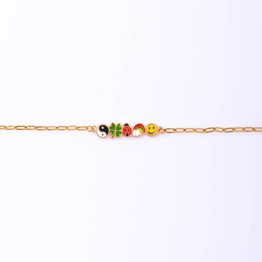 Lucky Charms Bracelet - 18k Gold Gilt Enamel Jewelry