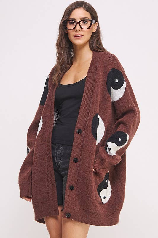 OVER SIZED YIN YANG CARDIGAN