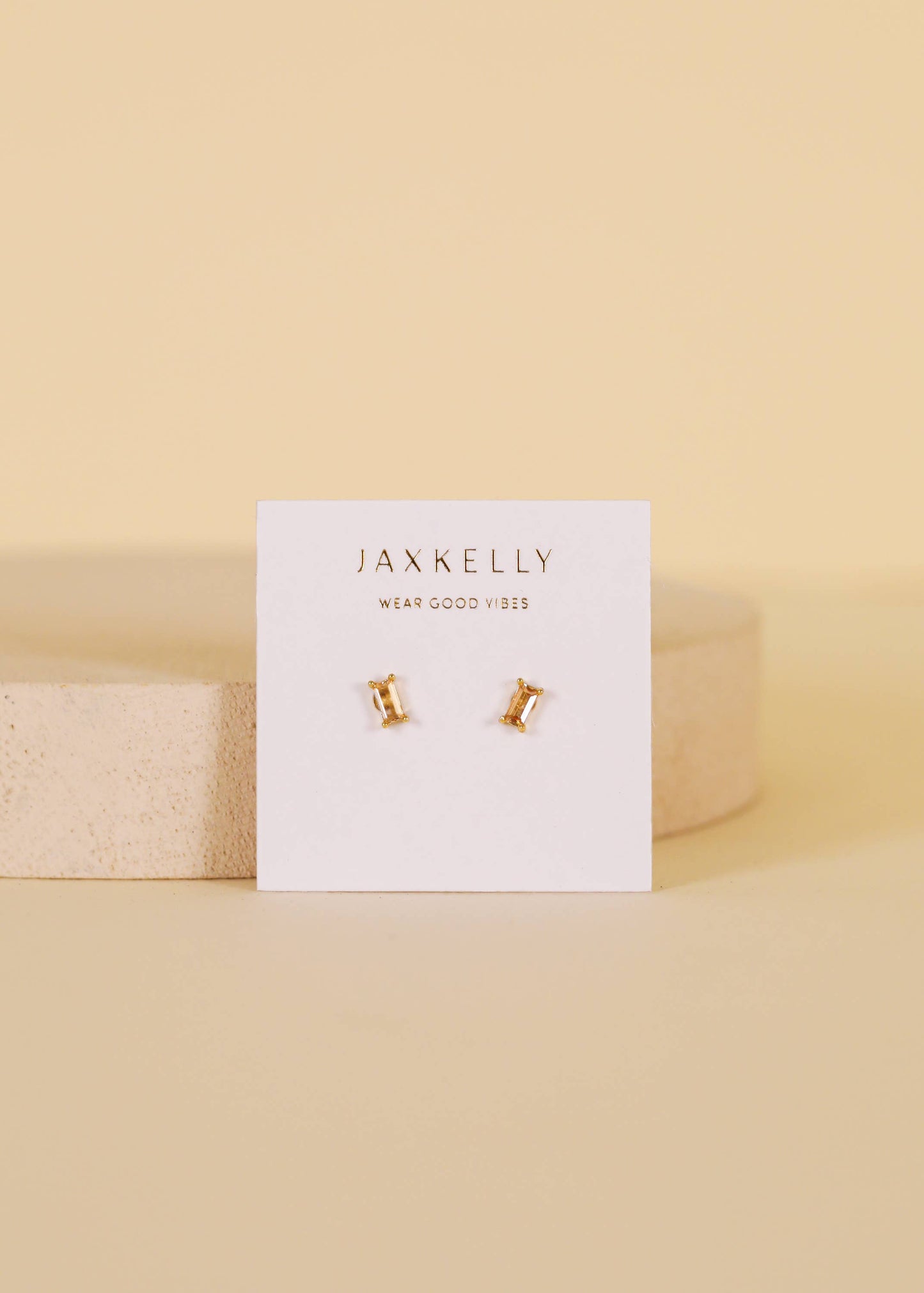 Baguette - Champagne - Gold Earrings