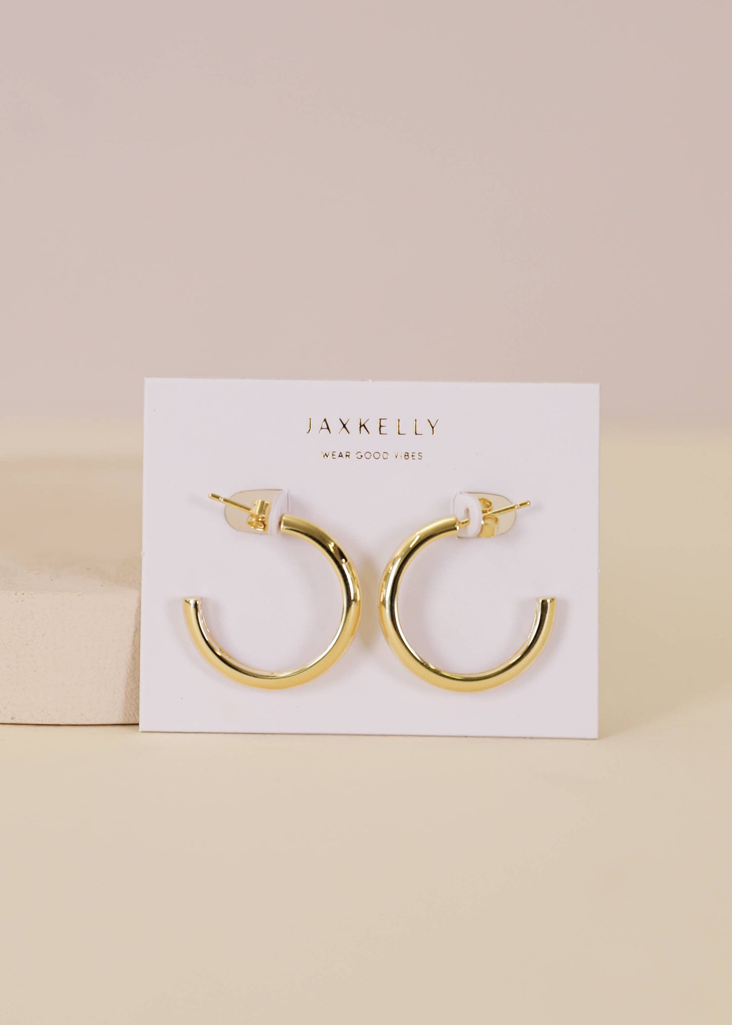 White Enamel Interior Gold Hoop Earrings