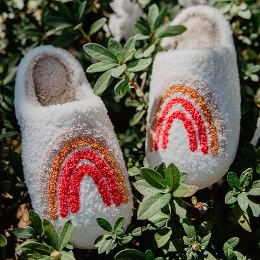 Rainbow Fuzzy Slippers for Women