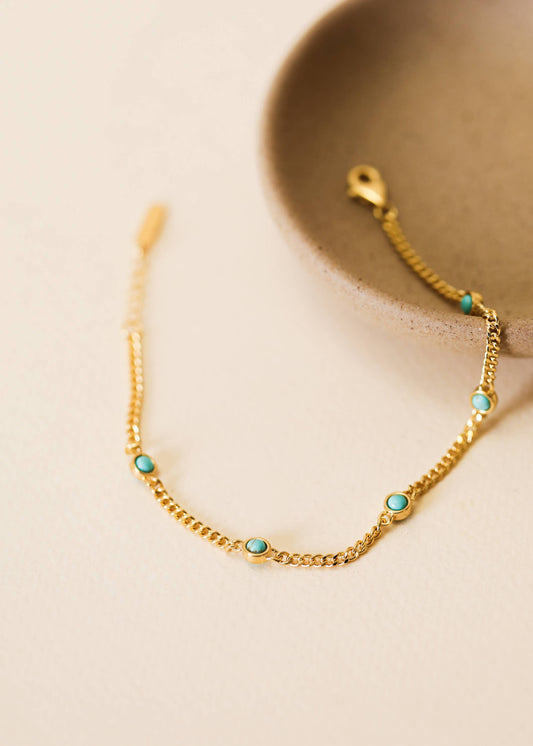 Turquoise Gemstone Bracelet - 18k Gold Plated