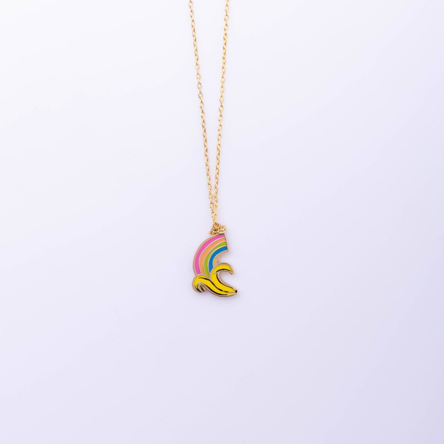 Banana Rainbow Pendant Necklace - 22k Gold Gilded Jewelry - Tsuru