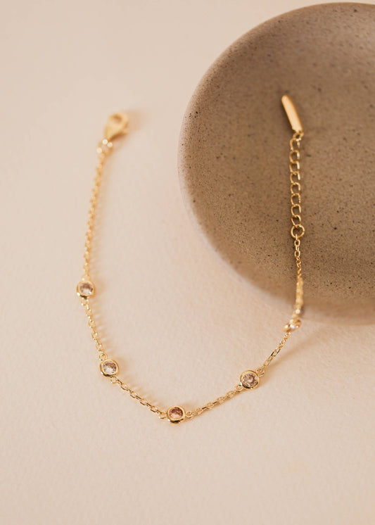 Champagne Gemstone Bracelet - 18k Gold Plated