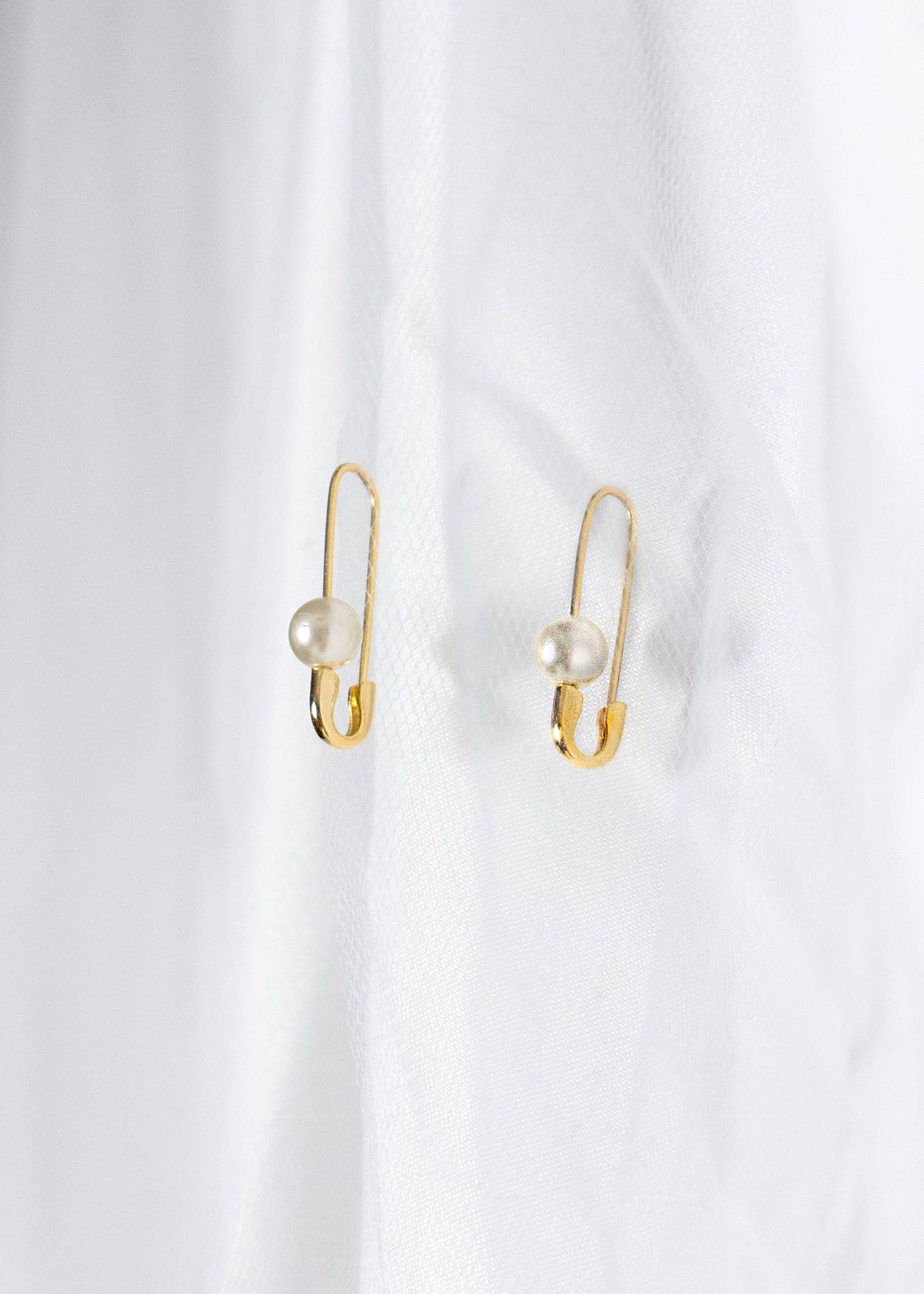 Roxy Pearl and 24K Gold Safety Pin Earring