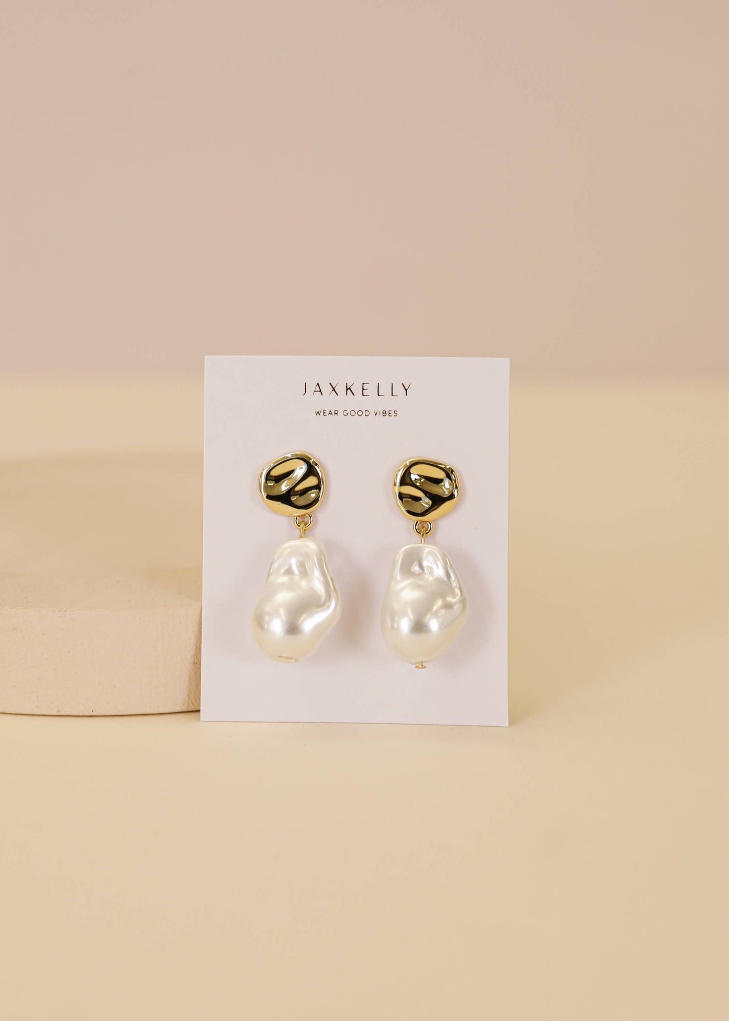 Abstract Pearl and Gold Drop Earrings